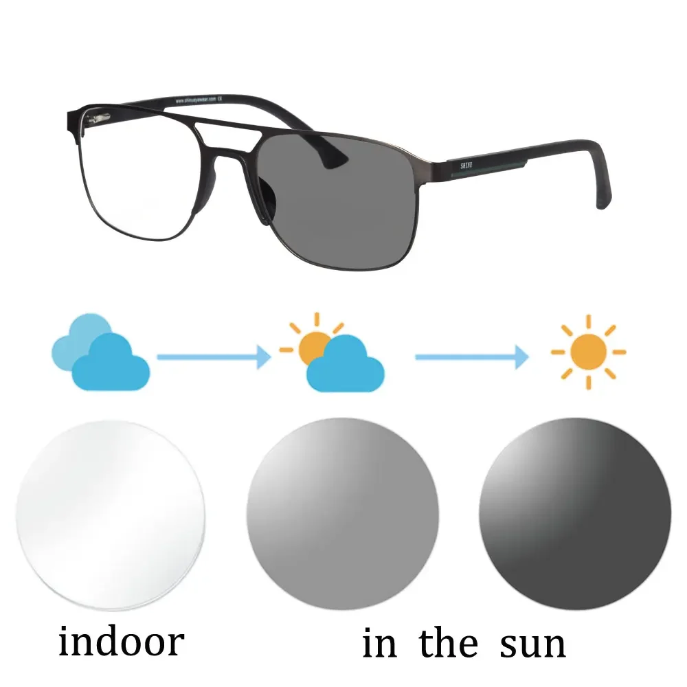 Men's Metal-framed Glasses, Photochromic Glasses, Red Lenses, 99.99% Blue Light Filtering, Sleep specific Glasses