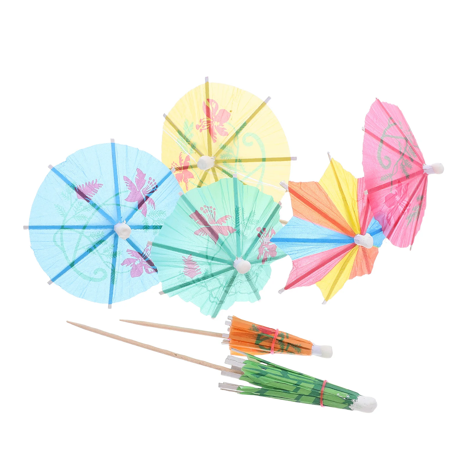 

120Pcs Umbrellas Mini Paper Cocktail Picks Hawaiian Summer Party Decoration Colorful Miniature Parasol Picks