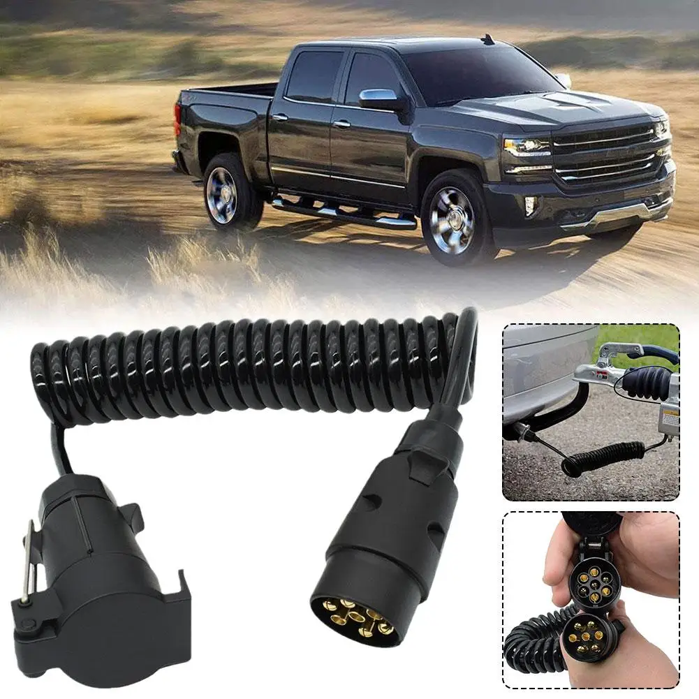 2 متر 7 دبوس مقطورة شاحنة ضوء مجلس تمديد كابل الرصاص ذكر إلى أنثى سلك التوصيل المقبس سلك دوامة تمتد ربط سلك توصيل