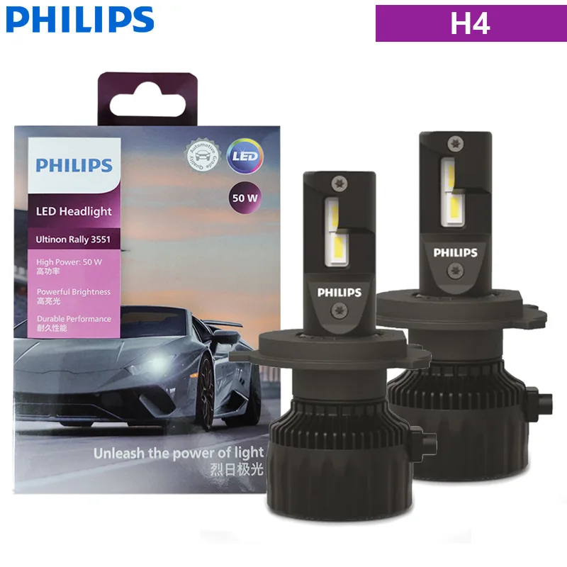 Philips Ultinon Rally 3551 LED H4 H7 H11 HB3 HB4 HIR2 Max. vermogen 50 W 4500LM Autokoplamp 6500 K Wit Max Lumen Watt LED-lampen 2X