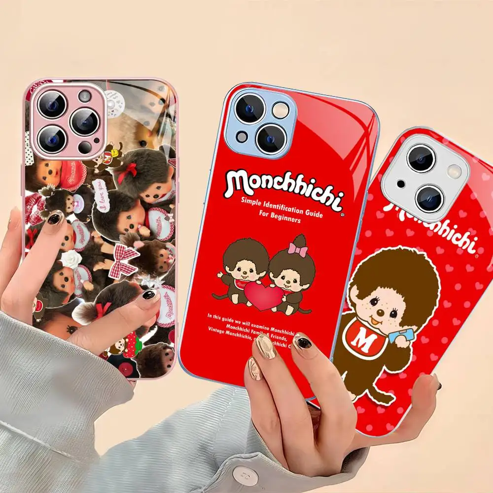 

Cute M-Monchhichis-a Tempered Glass For Iphone 14 13 12 11 Pro Mini XS MAX 14Plus X XS XR Cover