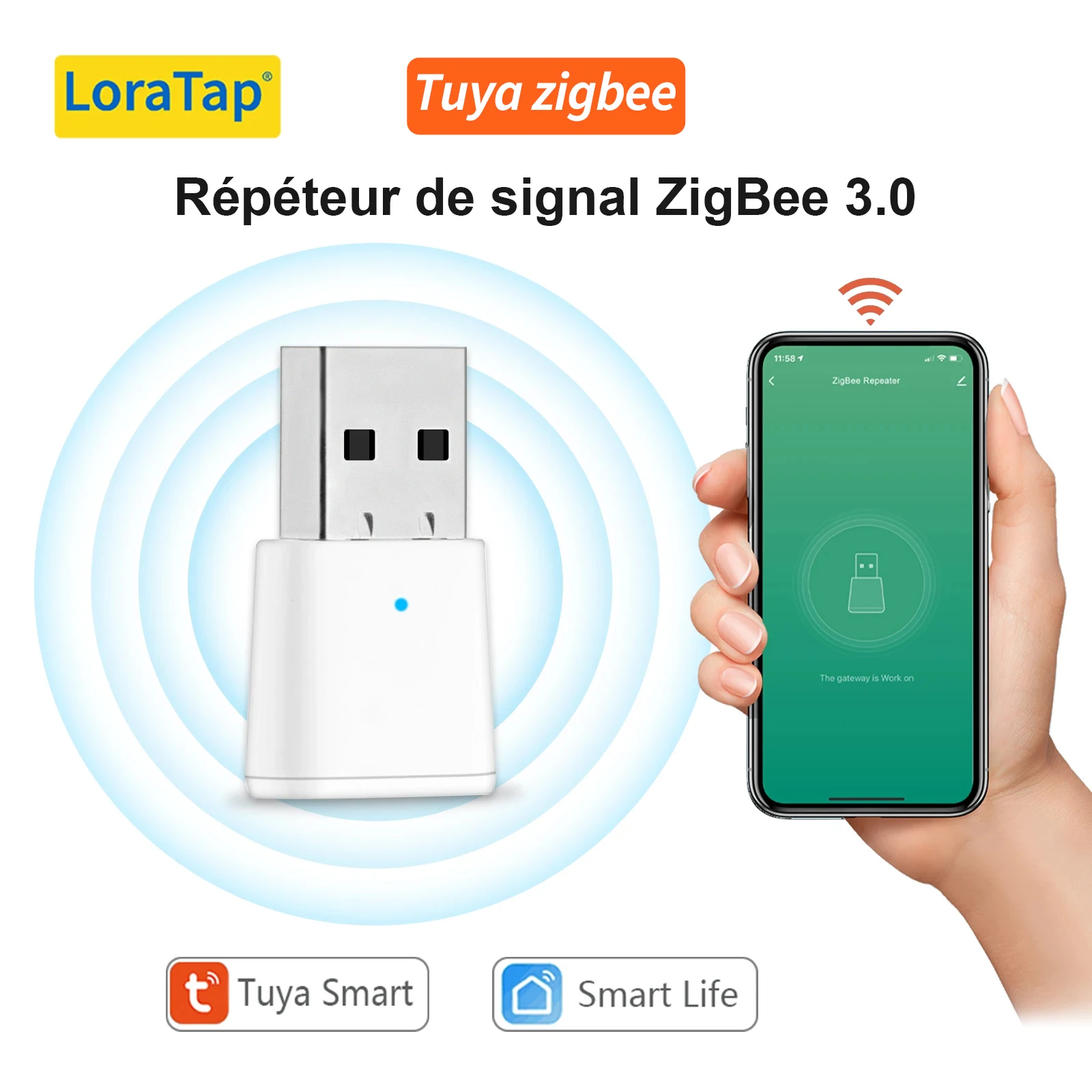 LoraTap Tuya ZigBee 3.0 répéteur de Signal extension USB pour appareils Smart Life automatisation de maille Mini taille