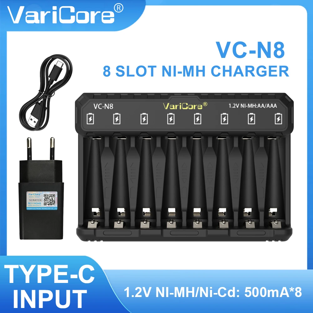 VariCore جديد VC-N8 LED شاحن ذكي 8 فتحة لبطارية 1.2 فولت Ni-MH/Ni-Cd AA AAA شاحن متخصص 5 فولت/2A مدخل TYPE-C #2