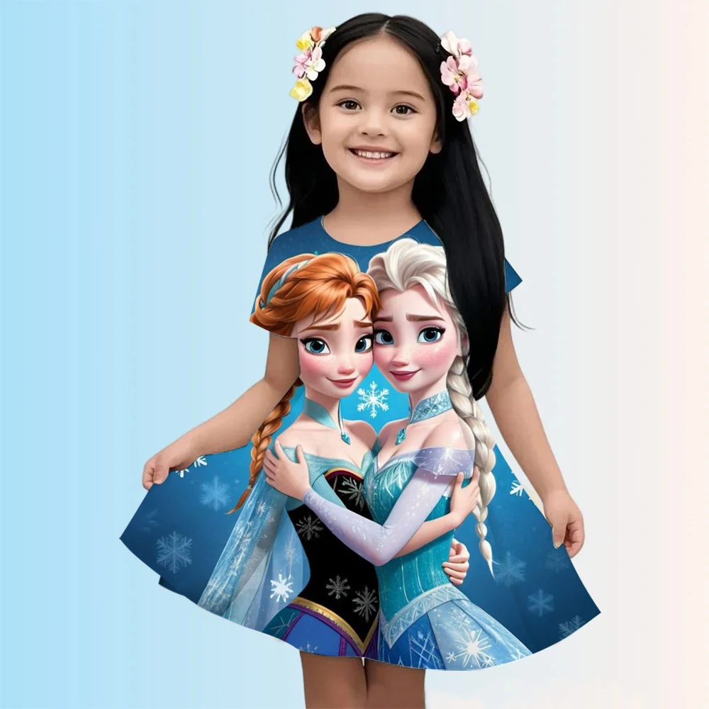 ديزني الأميرة تنورة قصيرة ملابس الأطفال غير رسمية 2025 فستان صيفي بناتي ملابس الأطفال 3 إلى 14 سنة للأطفال