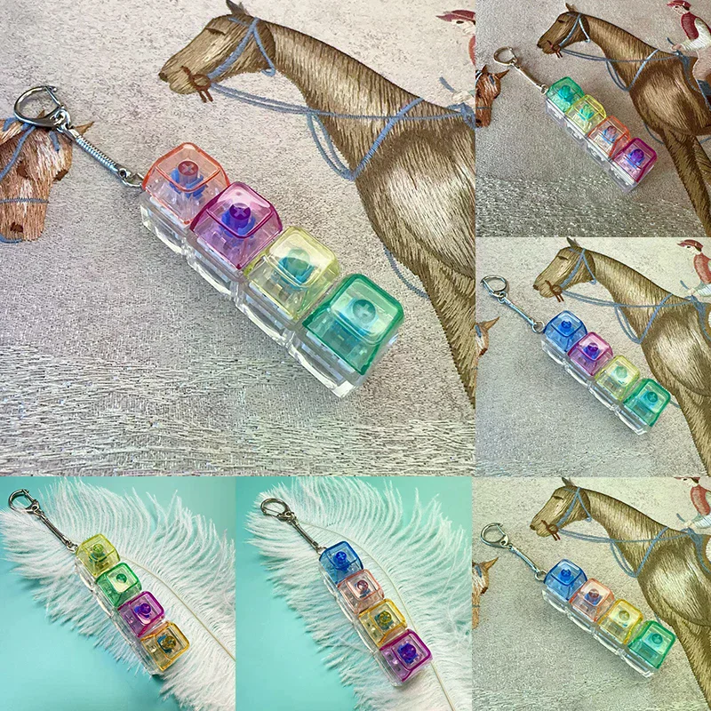 

4 клавиши, цветная прозрачная механическая клавиатура, тестер оси, светодиодная клавиатура, игрушка для снятия стресса, сделай сам, кнопка, колпачок, брелок, игрушки в подарок