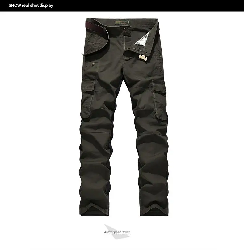 شحن مجاني السراويل العسكرية الرجال السراويل العمل البضائع القتالية في الهواء الطلق متعددة جيب مستقيم الساق القطن قماش الجيش التعب بنطلون #1