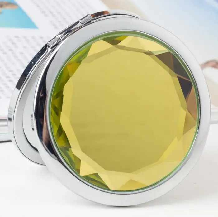 diamanten make-upspiegel Draagbare ronde gevouwen compacte spiegels Goud Zilver Zakspiegel Make-up voor gepersonaliseerd cadeau
