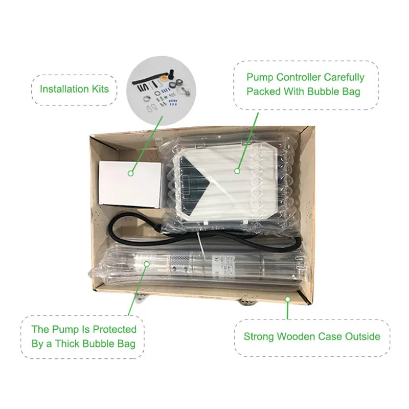 Permanent Magnet Synchronous Motor Solar Submersible Pump Kit, Brushless Motor, DC 110V, 123m