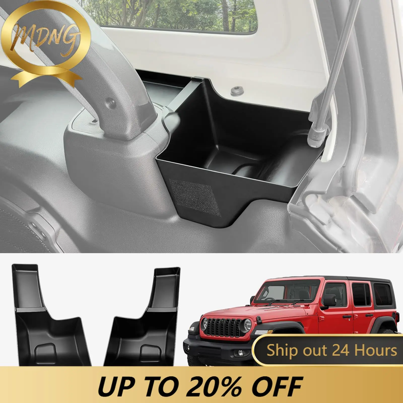 Trunk Side Storage Bin Fit for 18-24 Jeep Wrangler JL JLU 4XE Cargo Organizer Tray Wheel Well Storage Box 4 Door Accessories