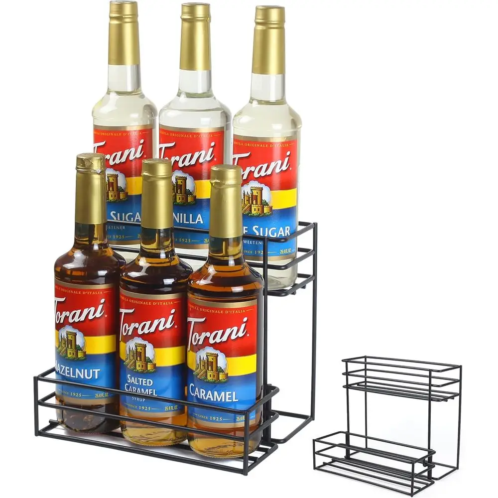 

6-Bottle Coffee Syrup Storage Rack for Home Bar and Kitchen Use