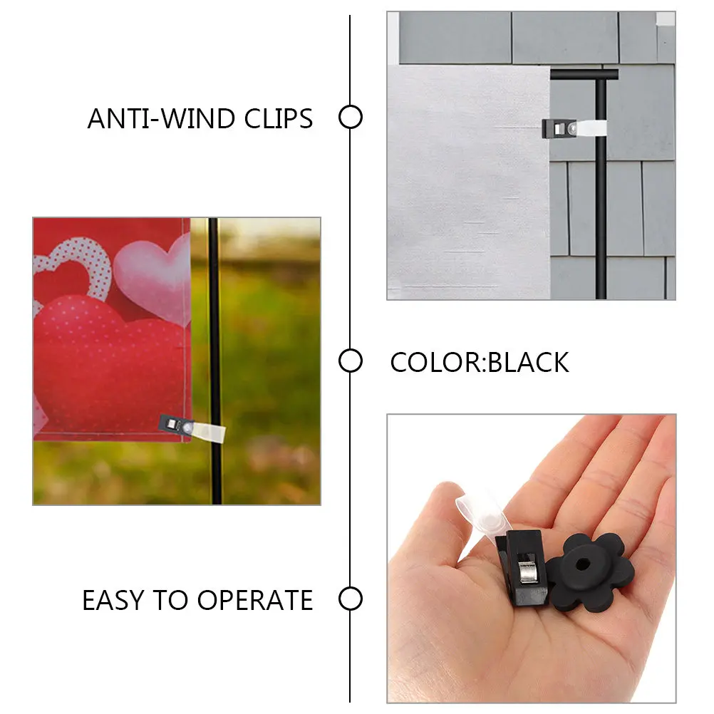 1Set Anti-Wind Flag Clips Garden Flag Stoppers Kit Weather Resistant Plastic Metal Windproof Banner Fixing Tool for Pole Mount
