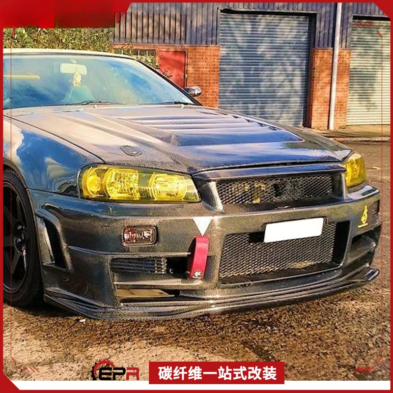 

For Nissan Skyline GTR34 Z Tune Style Carbon Fiber Front Bumper - Large Surround Front Face Replacement Part