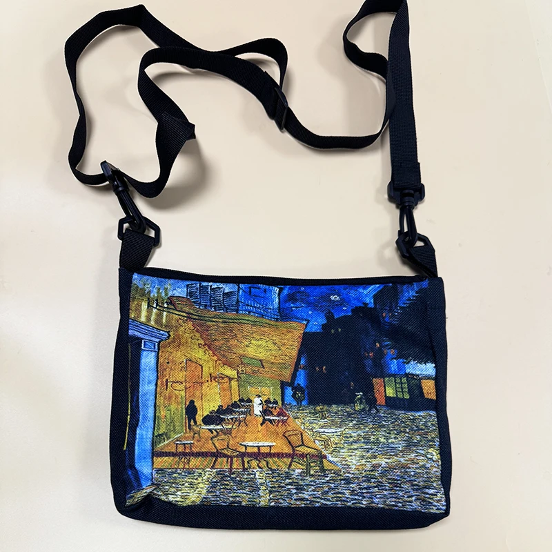 Borsa a tracolla per pittura a olio Van Gogh con stampa artistica nuova borsa a tracolla in lino borsa a tracolla per ragazze pieghevole Casual