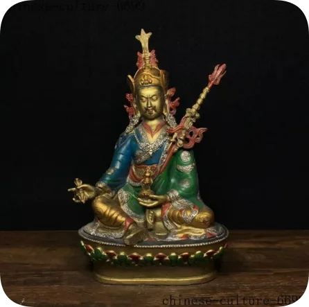 ancient Tibetan Buddhism bronze Gilt Guru Rinpoche Padmasambhava Buddha Statue