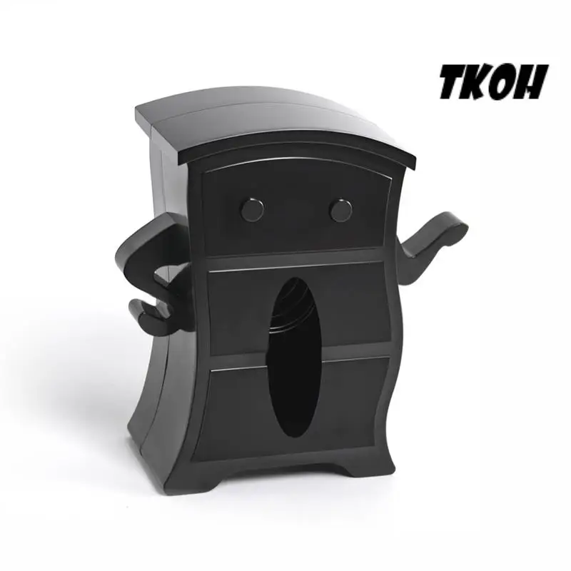 TKOH-Caja de pañuelos Caja de pañuelos de tocador de mesa Caja de almacenamiento de pañuelos con soporte elástico Negro