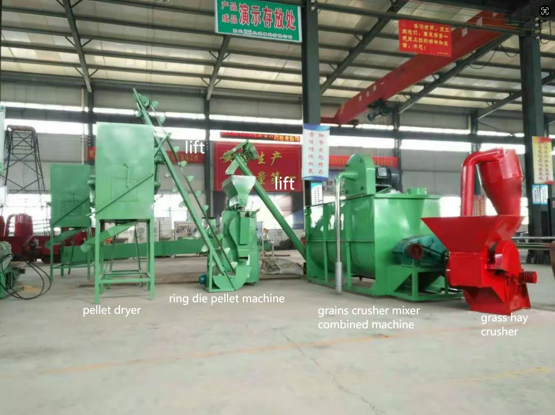 ring die 1000-1500kg/h fish pelletizer cow sheep goat buffalo chicken food pellet making machine production line