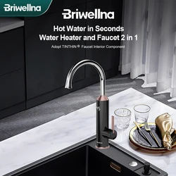 Briwellna Electric Faucet 220V Tankless Mini Heater For Home Kitchen Faucet 2 in 1 Swivel Spout Flower Heater Heated Tap Mixer