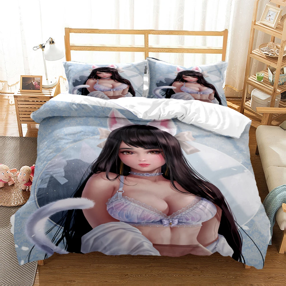 

Sexy Beauty Kamado Bedding Set Anime Demon Slayer Printed Duvet Covers Pillowcases Comforter Bedding Set Bedclothes Bed Linen