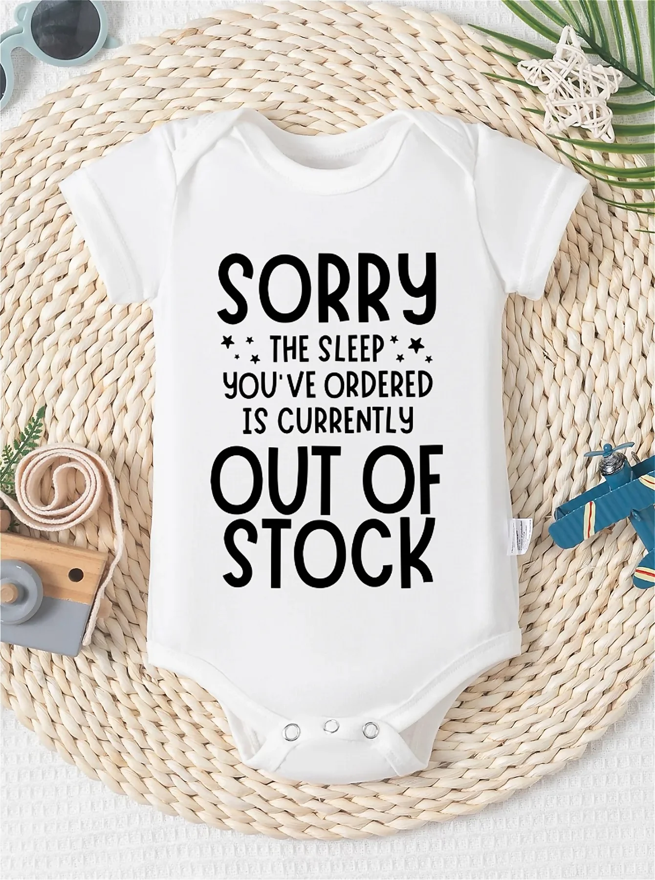 

Детский комбинезон с принтом «Sorry the You've Ordered is Currently Out of Stock», мягкая трикотажная ткань из полиэстера, повседневный стиль, обычный
