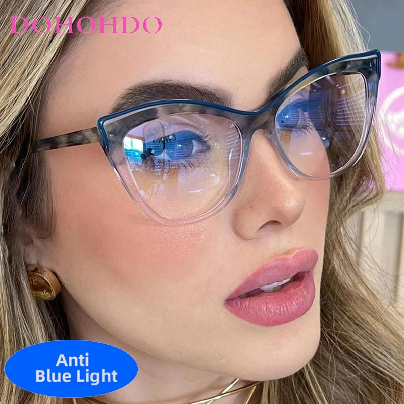 

Trendy Retro Cat Eye Eyeglasses Men Women Fashion Brand Designer TR90 Optical Spectacle Anti Blue Light Computer Eyeglasses Оч