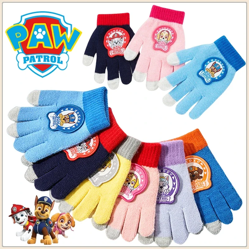 Paw Patrol Kids Gloves Fashion Autumn Winter Knitted Warm Gloves Cartoon Children Outdoor Mittens Boys Girls Gift Accessories