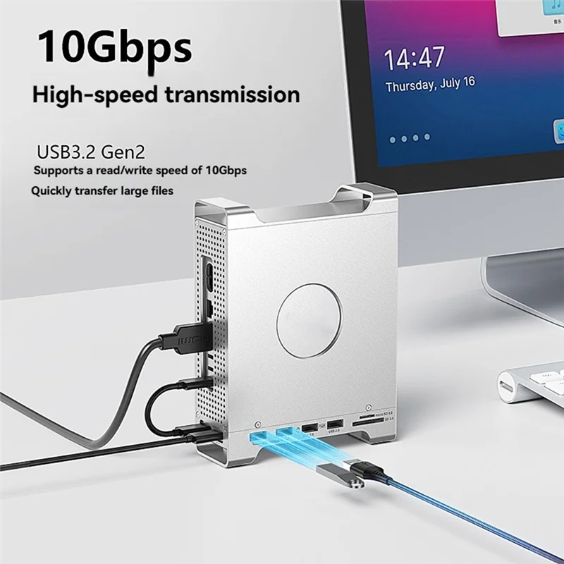 

USB C HUB Docking Station For Mac Mini M4 With SD/TF Reader USB 3.2/2.0 Hub Dock Stand For M. 2 NVME 2230/2242/2260/2280-AU47