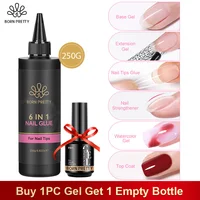 BORN PRETTY 250g 6 en 1 pegamento de uñas en Gel de gran capacidad pegamento de uñas súper fuerte multifuncional para uñas postizas extensión de uñas