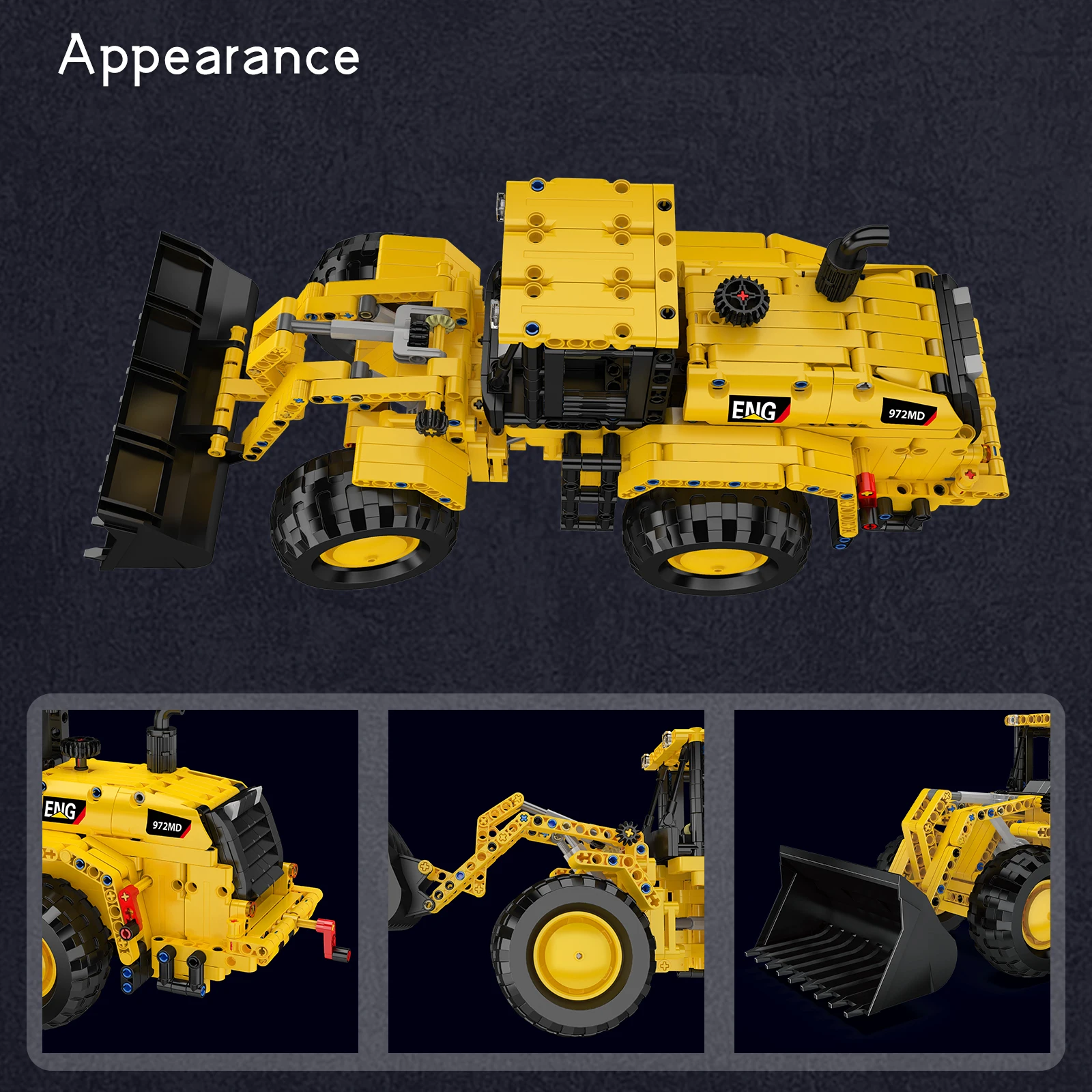 Mould King 17084 910Pcs Mini Building Blocks 972M Wheel Loader Model DIY Creative Toy