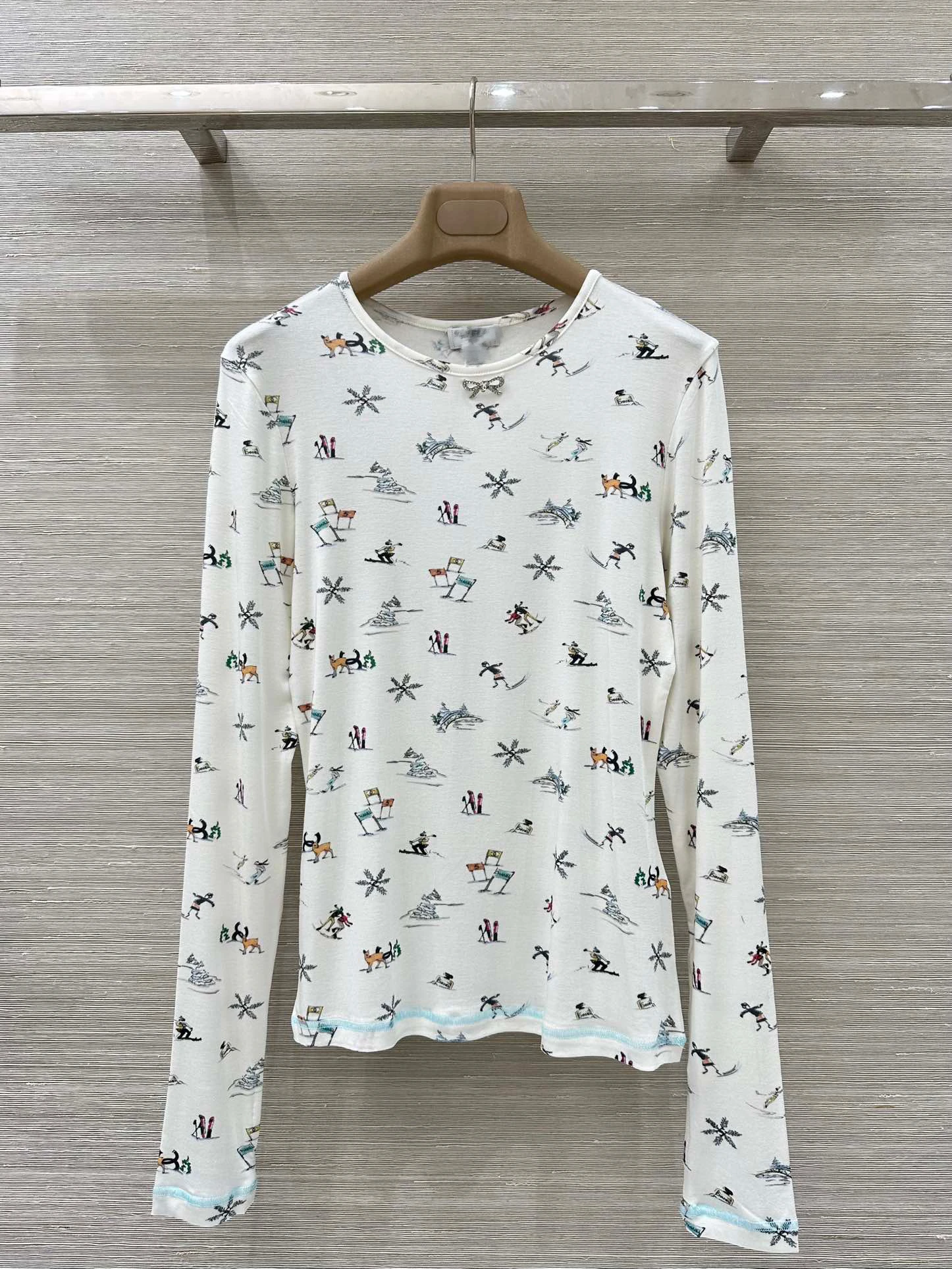 

Fre Ski Series Printed Long Sve round Ne T-irt Women's Base Layer Soft Casual Loose Top Cotton Comfortable Fit