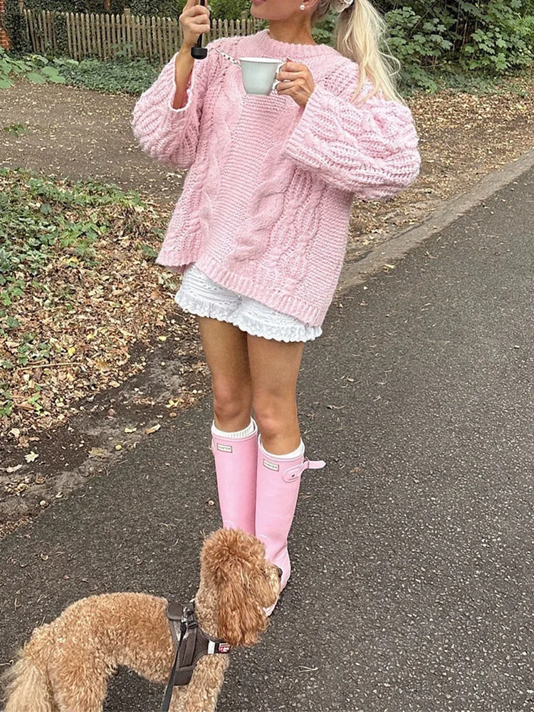 Autumn Winter New Women's Commuting Warm Pullovers Fashion Knitted Hollow Out Sweater Casual Crochet O-neck Long Sleeve Jumpers