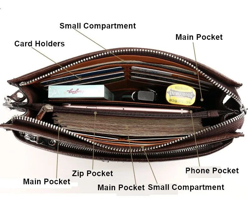 Men's Soft Leather Clutch Handbag Casual Envelope Bag High Capacity Fashion Trend Business Gift Moneybag