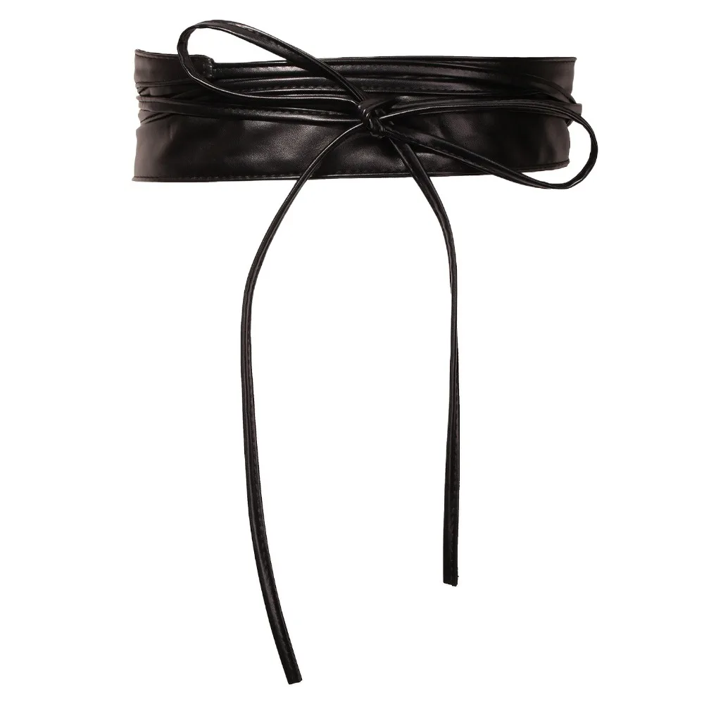 

Модный широкий пояс для женщин, мягкий ремень из искусственной кожи Оби с бантом, облегающие женские ремни для платья