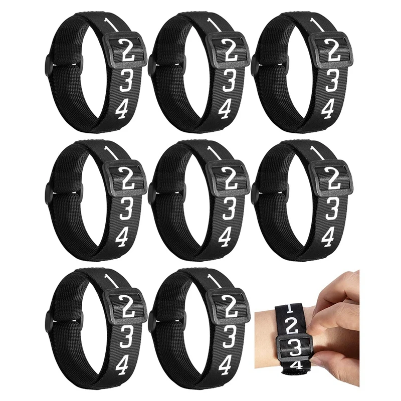 8 PCS Football Referee Gear- Football Numbered Wrist Down Indicator Black Polyester For Head Linesman Umpire Equipment