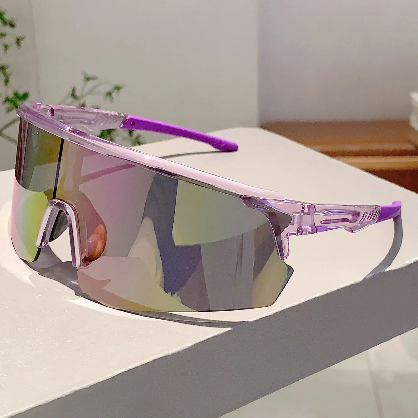 GM LUMIAS gafas de sol deportivas de gran tamaño para hombre, gafas de sol sin montura a la moda para ciclismo al aire libre, gafas Anti-UV Punk futuristas de moda