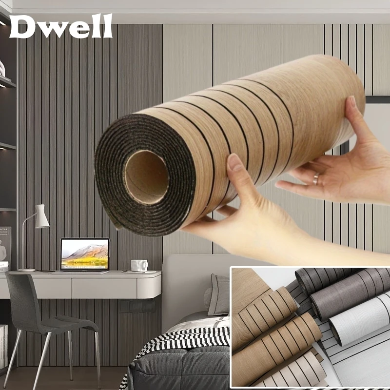 

1 Roll Self-adhesive Wallpaper for Wall Faux Wood Grain Textured Wall Stickers Decor 3D Vinyl Foam Wall Panels Strong Adhesion