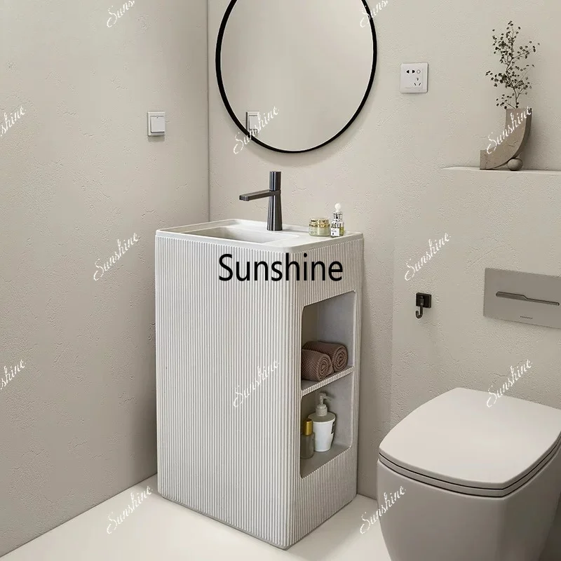 Floor-to-ceiling integrated art hand wash face pool, bathroom storage face wash table