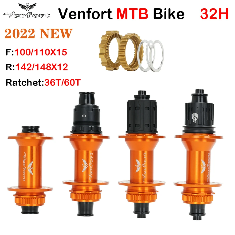 

VENFORT-buje de bicicleta naranja 36T, 32H, eje pasante, versión de liberación rápida, R135X10 F142x12 R148X12, 2022