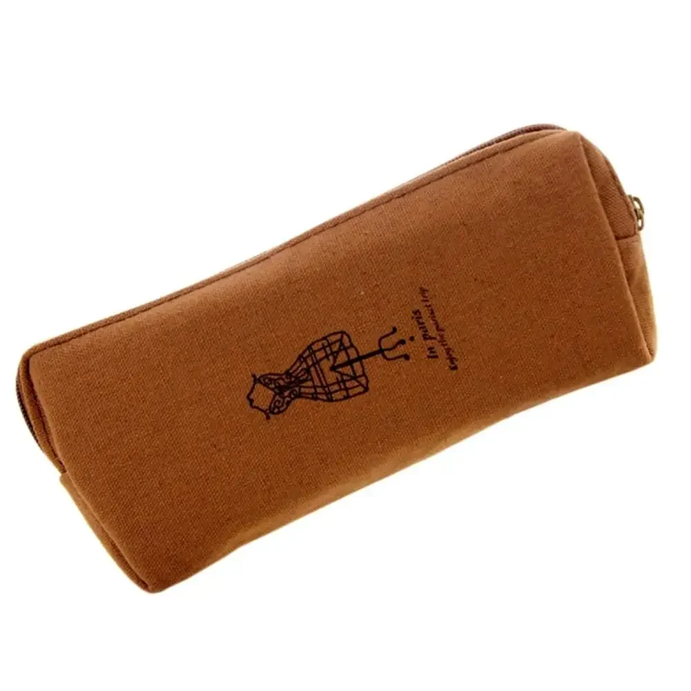 Multi Color Linen Retro Practical Stationery Study Article Pen Holder Student Pencil Case Zipper Bag