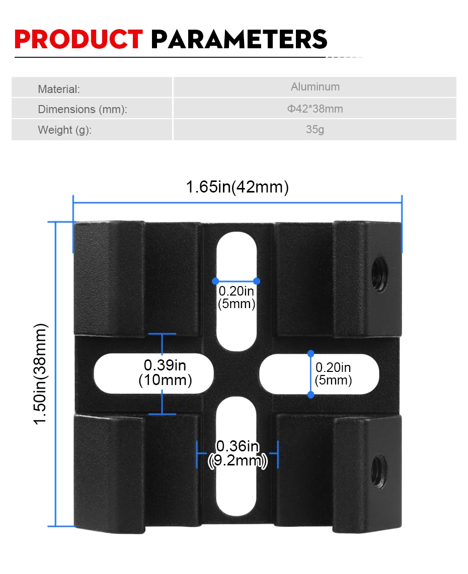 Datyson Teleskop-Zubehör – Kurzer, schwarzer Metall-Schwalbenschwanz für Führungsfernrohre | Hochbelastbare Aluminium-Montagebasis mit M4-Schrauben – Detail 2