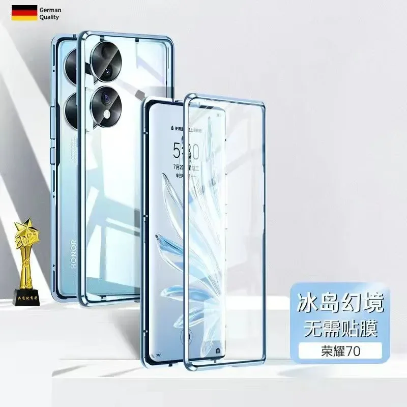 For Honor 70 Pro honor70Pro Mobile Phone Case Ultra Clear Double-sided Glass Cover Anti-fall All-inclusive Lens Phone Case Shell image 6