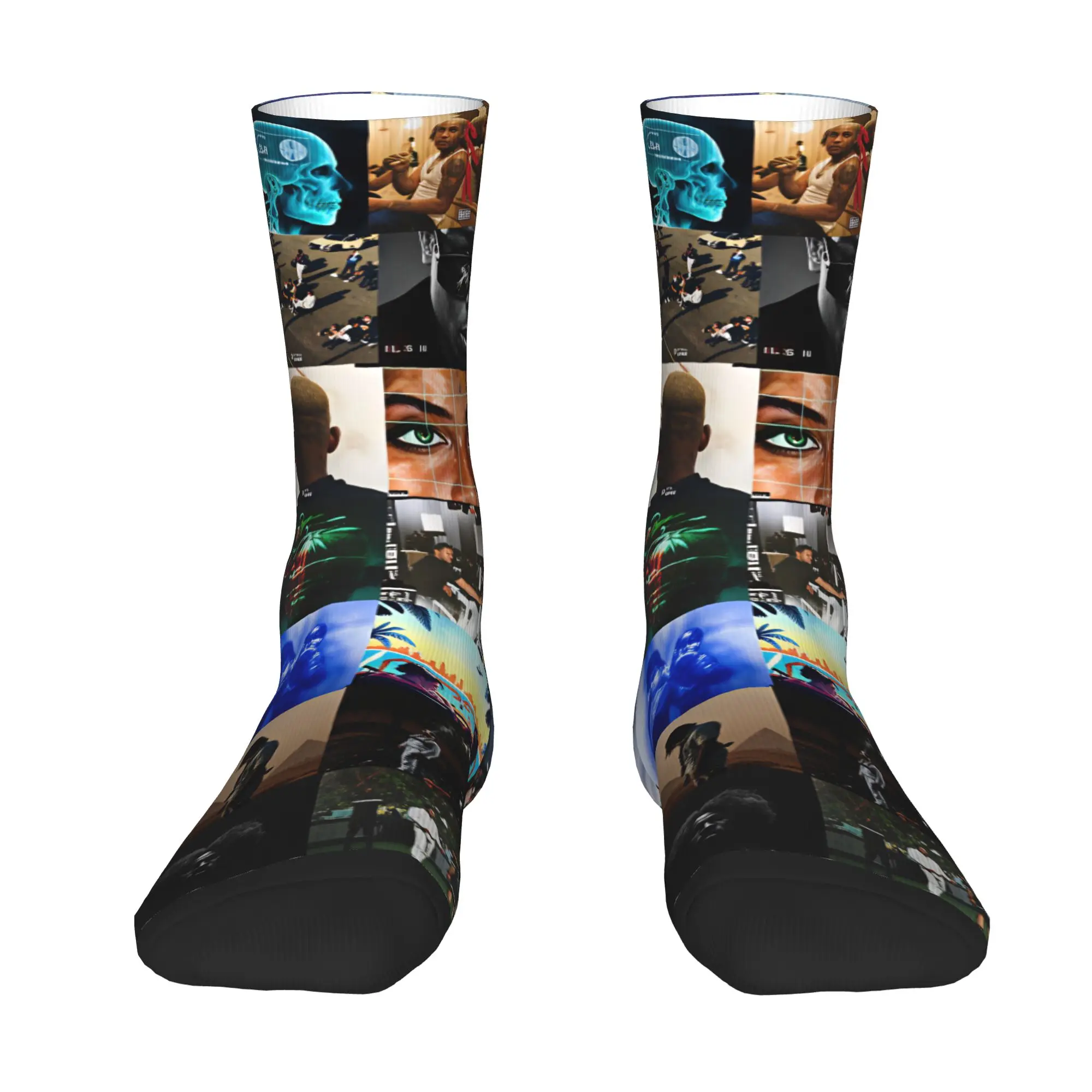 Cool P-PNL Collage Le Monde Chico Socks Men Women Warm 3D Print French Rapper Mushic Football Sports Socks