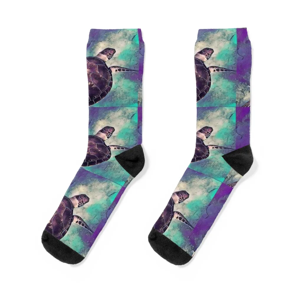 

Turtle blue painting Socks colored Climbing short Girl'S Socks Men's