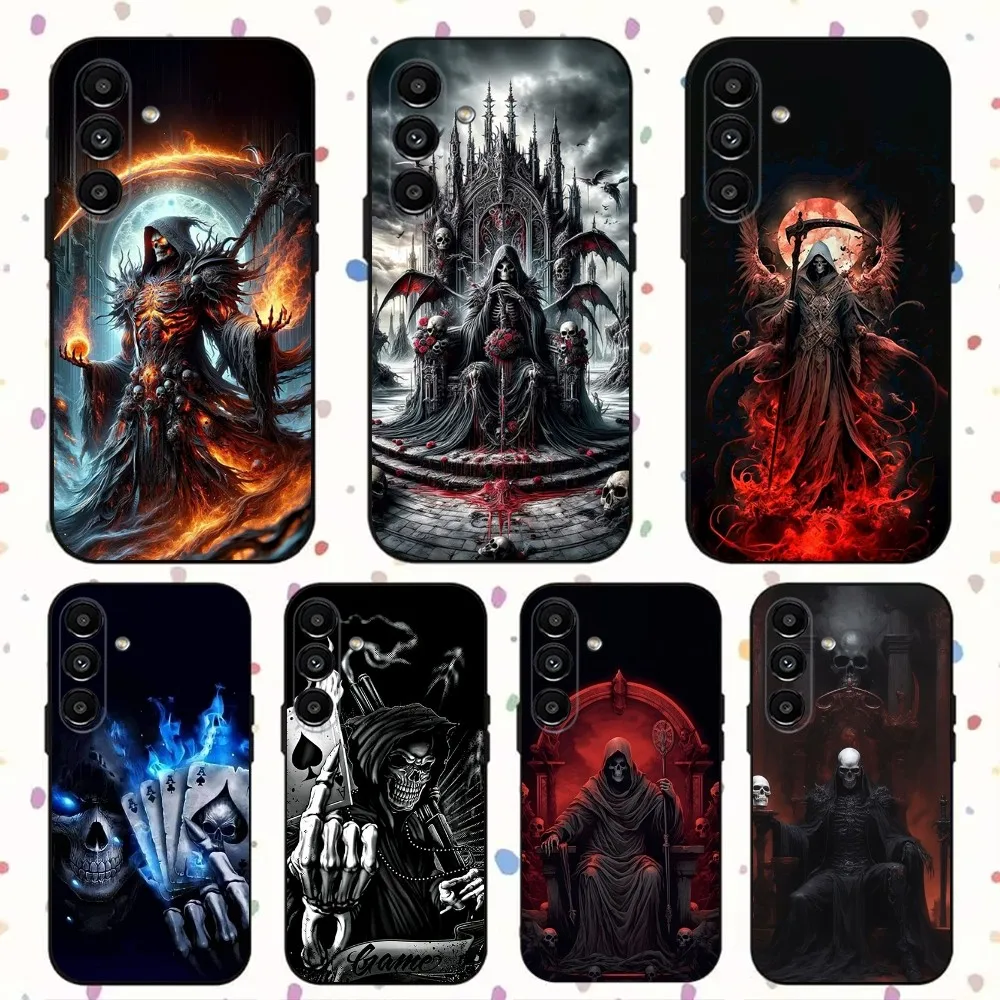 Grim Reaper Skull Skeleton  Phone Case For Samsung S24,S21,S22,S23,S30,Ultra,S20,Plus,Fe,Lite,Note,10,9,5G Black Soft Cover