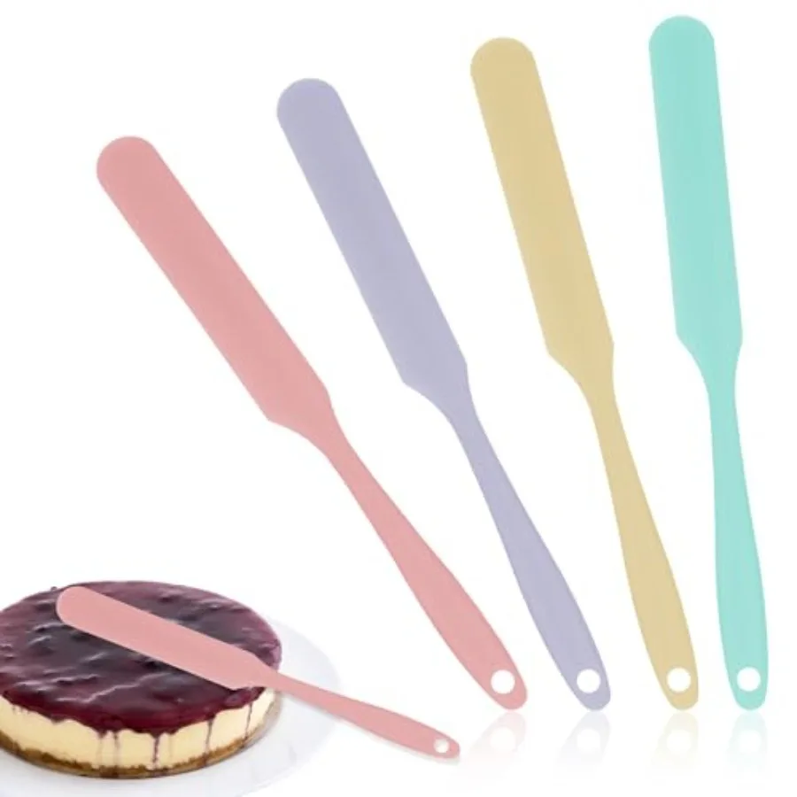 

4 шт. тонкие шпатели, скребок для банок, маленькие силиконовые шпатели для банок с длинной ручкой, узкие шпатели для глазури, антипригарные термостойкие шпатели