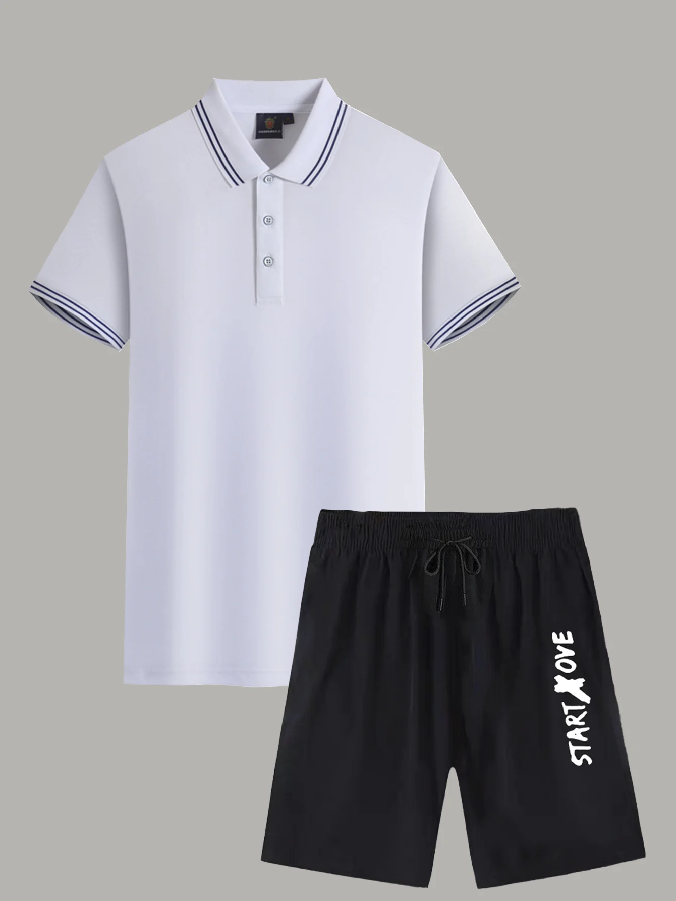 

2026 Summer Men's Polos Sets Breathable Fitness Basketball Sports Suit Short Sleeve T-shirts + Jogging Shorts Two-piece Set