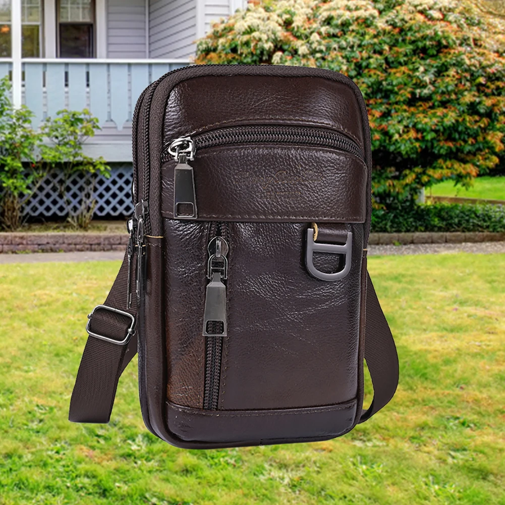 

Men Vintage Chest Bag Waterproof Leather Simple Shoulder Bag Lightweight Vintage Waist Pouch Male Travel Outdoor Bag