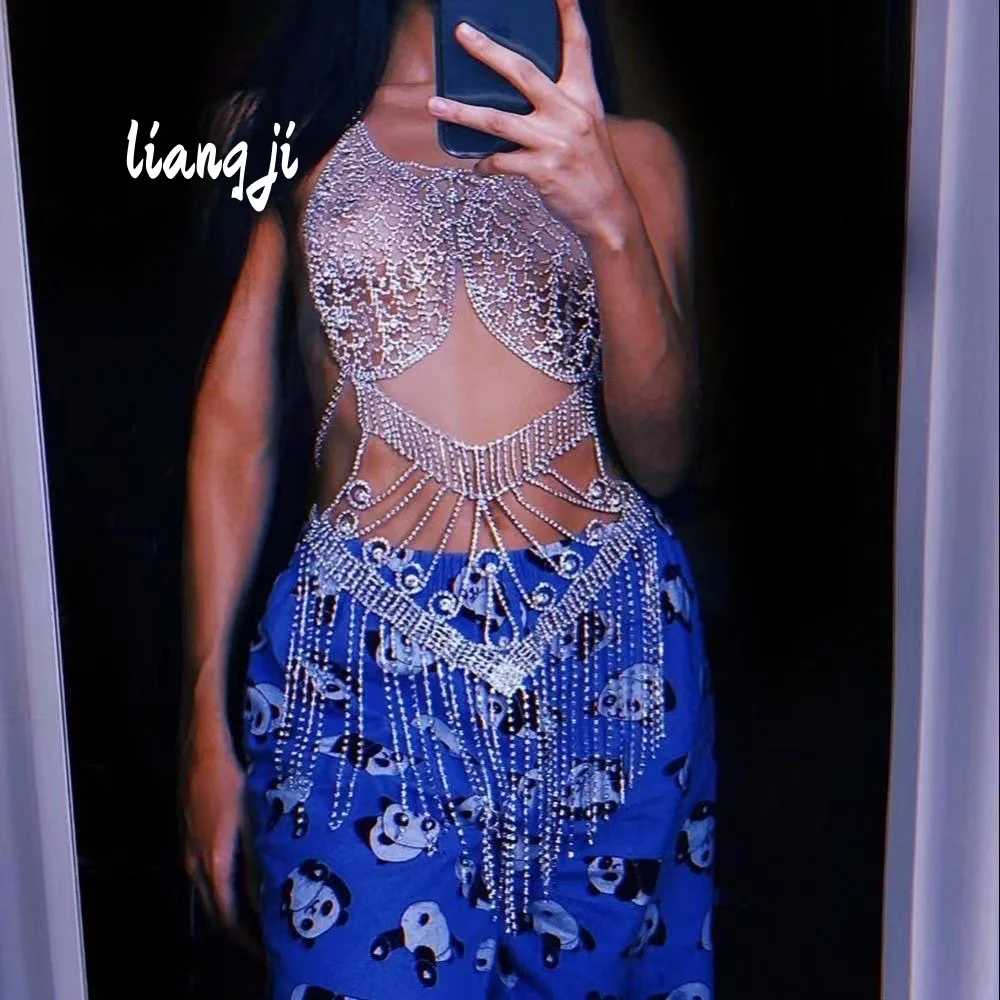Sexy Crystal Body Jewelry Chest Chain Bikini Tassels Bra Chain Skirt Chain Makeup Dance Night club Stage Performance Body Chain