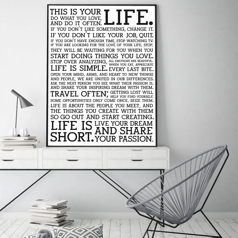 The Manifesto This Is Your Life Poster Print Canvas Painting Quote Modern Wall Art Pictures For Living Room Home Decoration