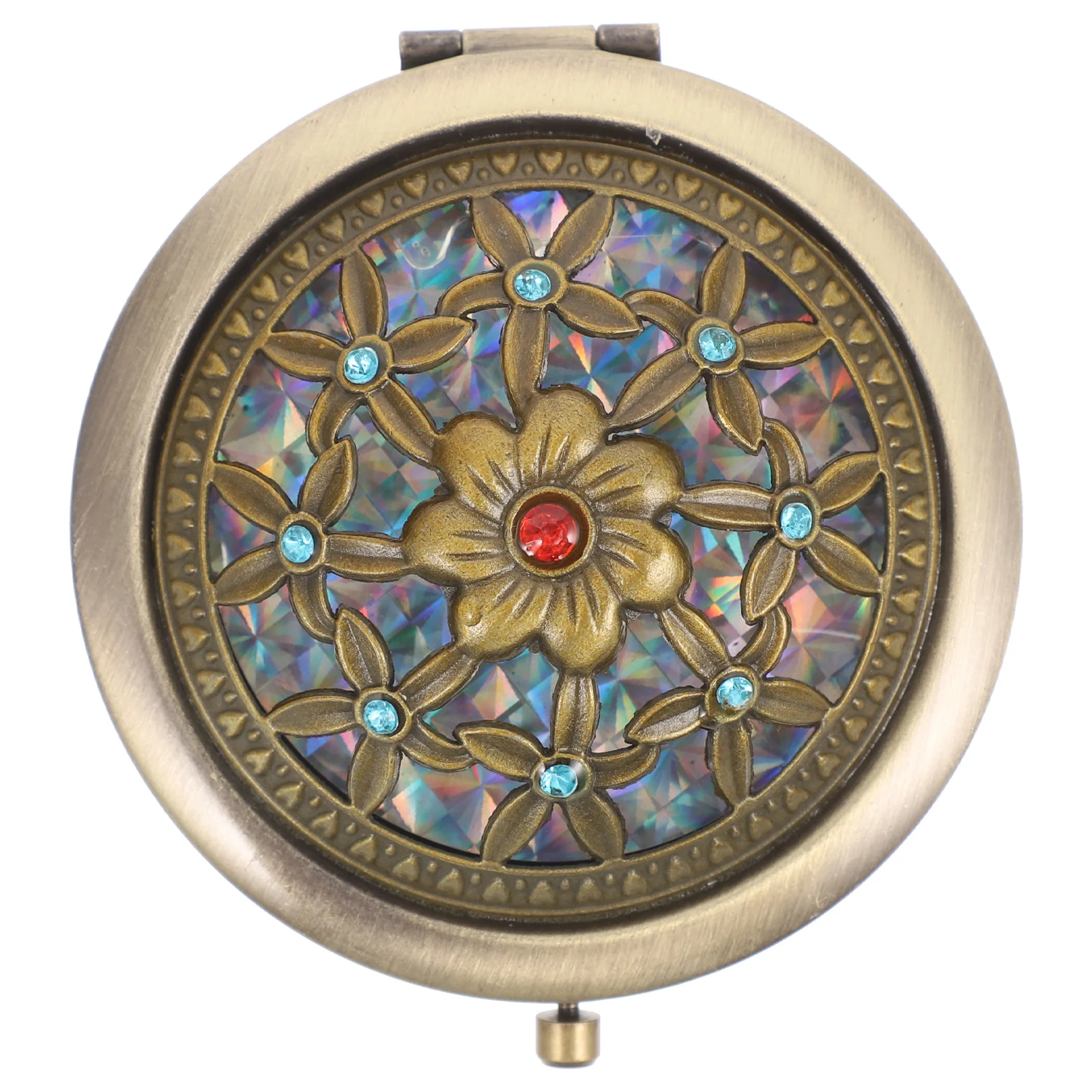 다양한 색상의 컴팩트한 7cm 이중 접이식 메이크업 거울 여행용 경량 거울