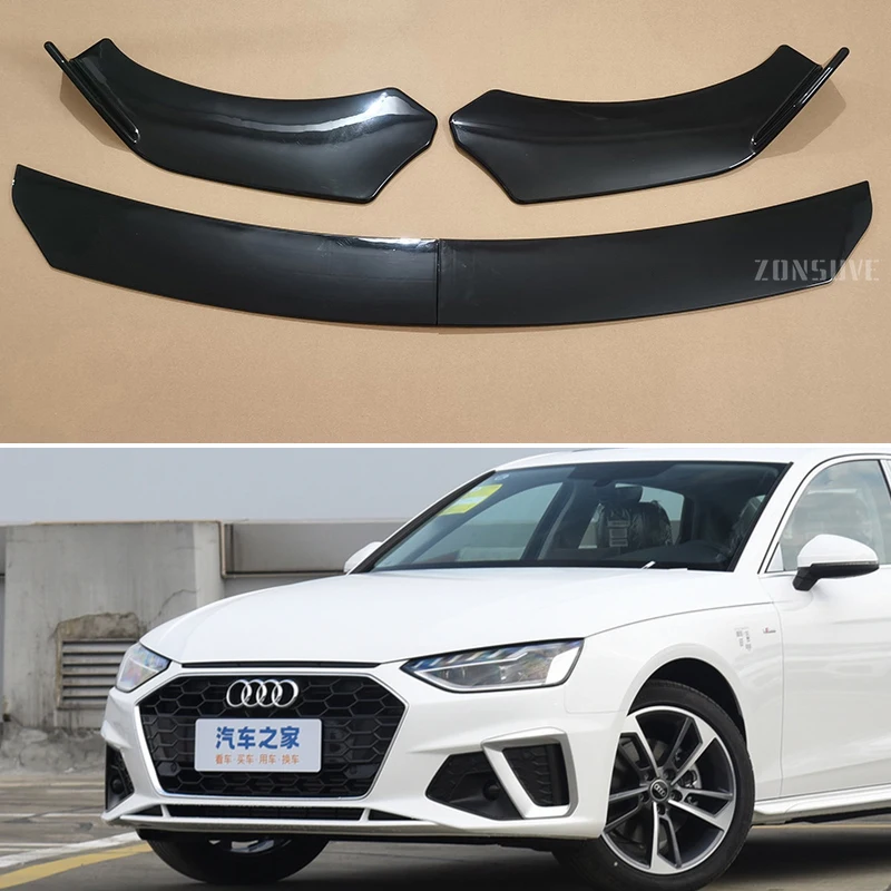 

For Audi A4 S4 Sedan 2010--2024 Year Front Bumper Lip Splitter Spoiler Body Kit Accessories Universal 4pcs